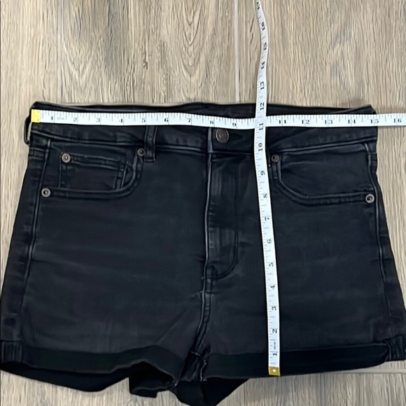 American Eagle Shorts Black Jean Cuff Next Level Stretch Super High Rise Shortie - Picture 7 of 13